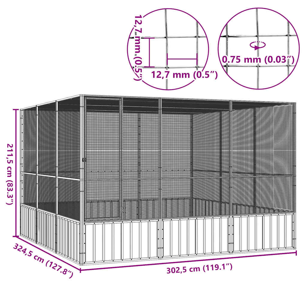 Large Walk-In Bird Aviary Galvanised Steel | HomeAndLiving