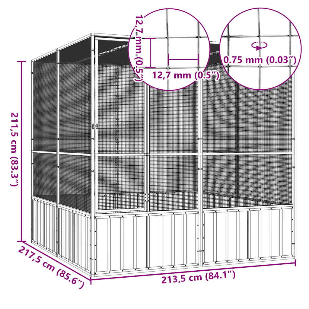 Large Galvanised Steel Bird Aviary Cage | HomeAndLiving