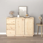 Solid Pine Wood Sideboard 3 Drawers 2 Doors | HomeAndLiving