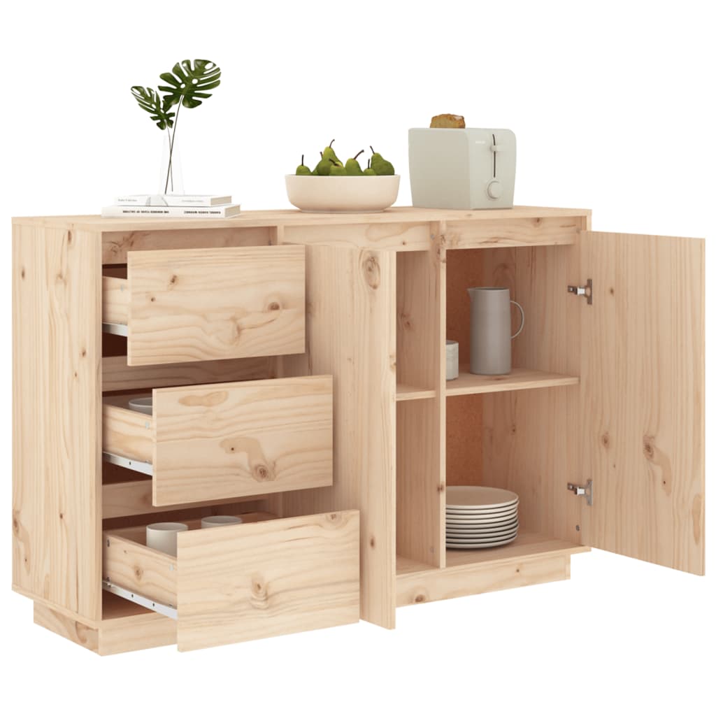 Solid Pine Wood Sideboard 3 Drawers 2 Doors | HomeAndLiving