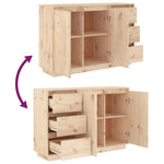Solid Pine Wood Sideboard 3 Drawers 2 Doors | HomeAndLiving