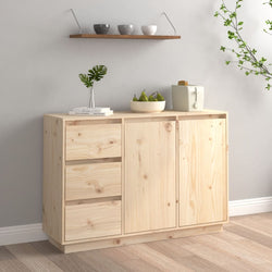 Solid Pine Wood Sideboard 3 Drawers 2 Doors | HomeAndLiving