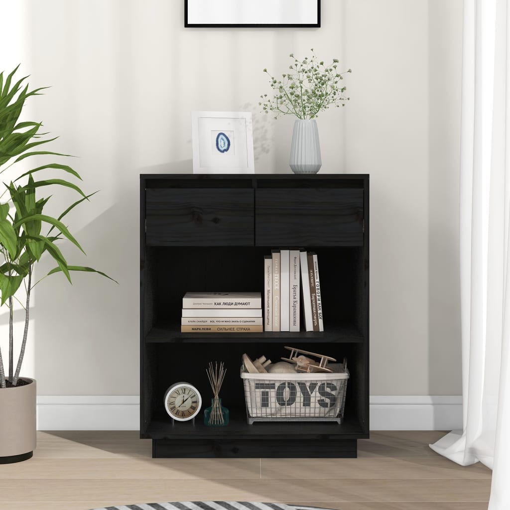 Console Cabinet Solid Wood Pine Brown/Natural/White/Black