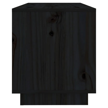 TV Cabinet Black Solid Wood Pine