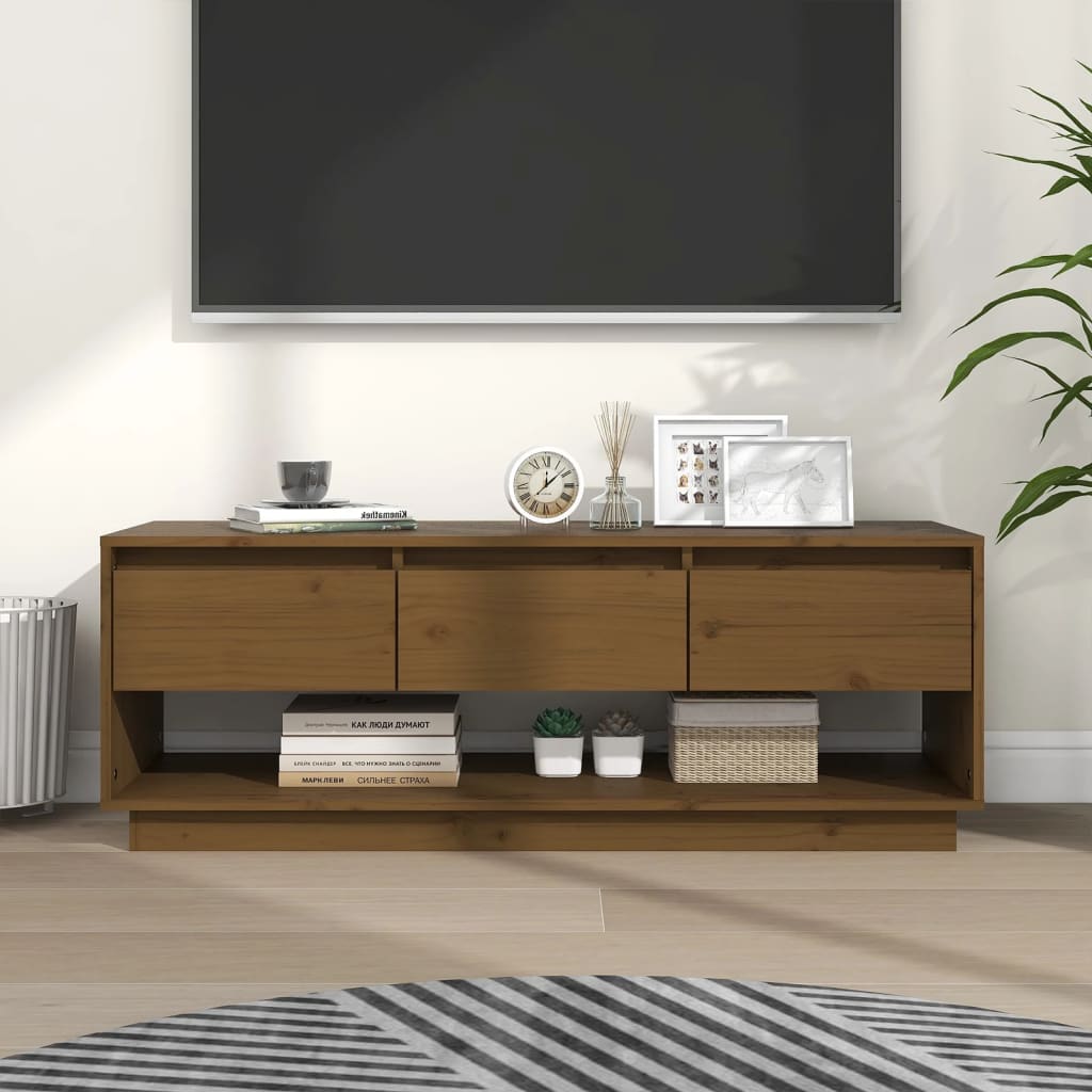 TV Stand Cabinet Solid Wood Pine White/Brown/Natural/Black