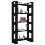 Book Cabinet/Room Divider Black/Natural Solid Wood