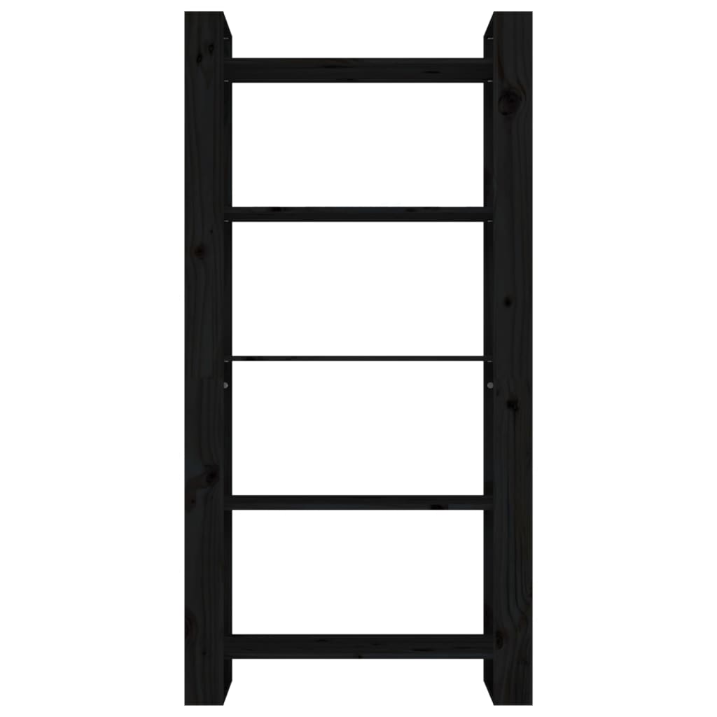 Book Cabinet/Room Divider Black/Natural Solid Wood