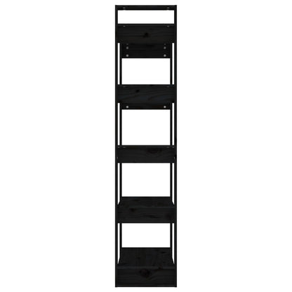 Book Cabinet/Room Divider Black/Natural Solid Wood