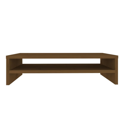 Monitor Stand Honey Brown Solid Wood Pine