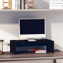 Monitor Stand Black Solid Wood Pine