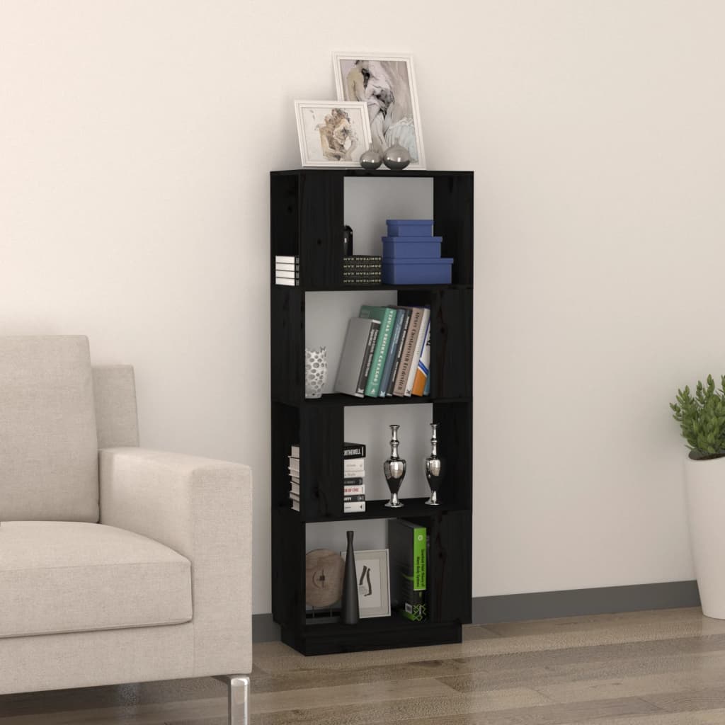 Book Cabinet/Room Divider Shelving Black/Oak/Honey brown/White Solid Wood Pine