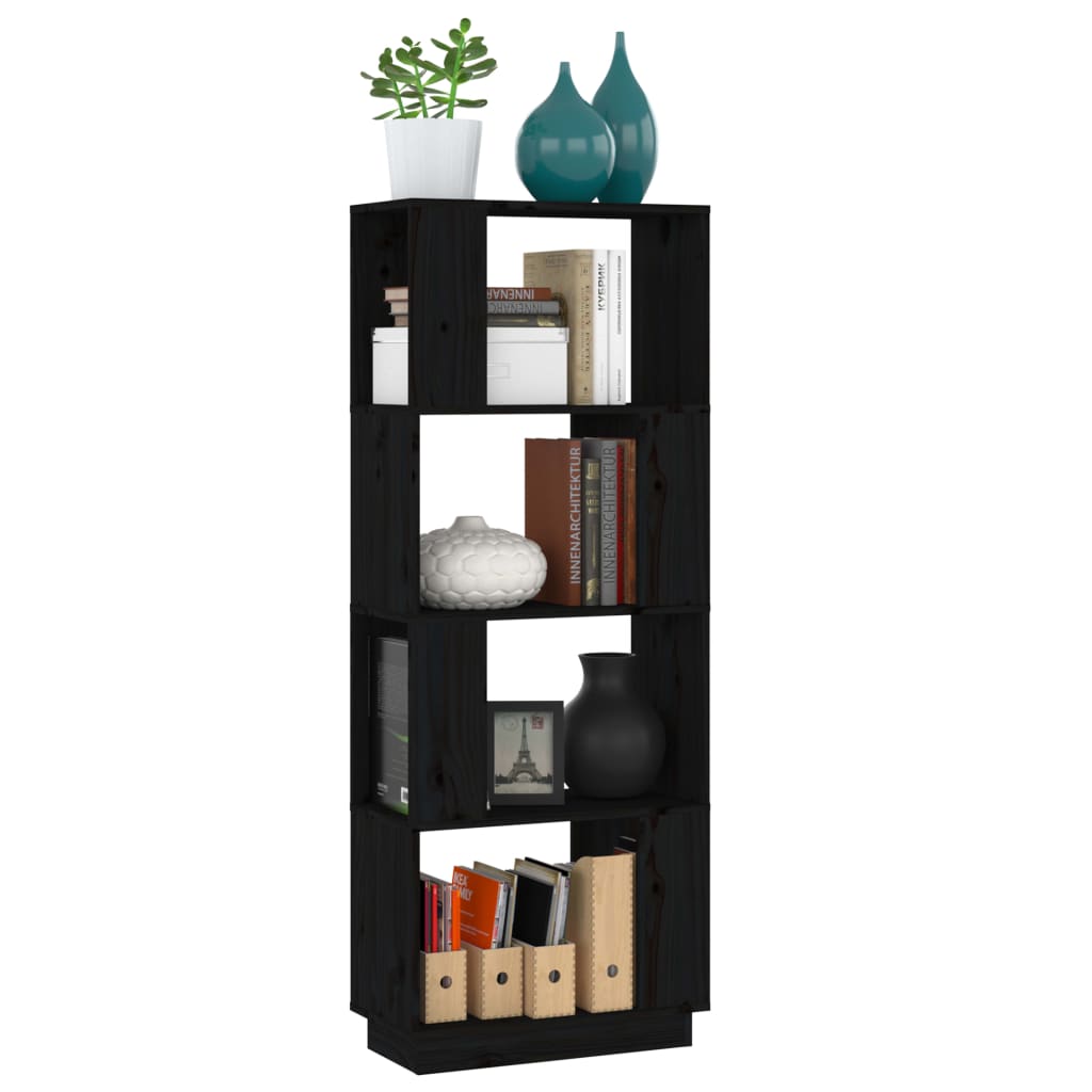 Book Cabinet/Room Divider Shelving Black/Oak/Honey brown/White Solid Wood Pine
