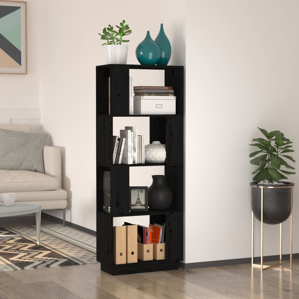 Book Cabinet/Room Divider Shelving Black/Oak/Honey brown/White Solid Wood Pine