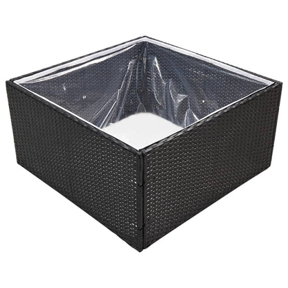Garden Planter Black Poly Rattan