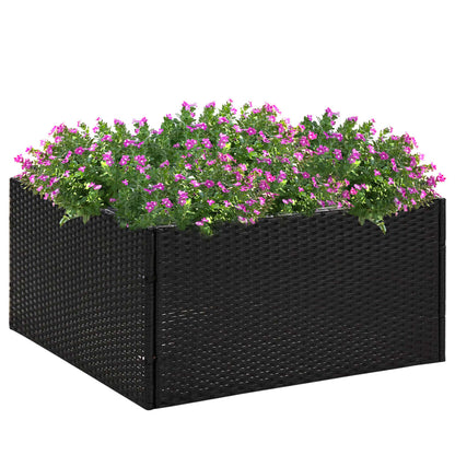 Garden Planter Black Poly Rattan