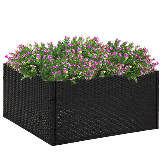 Garden Planter Black Poly Rattan
