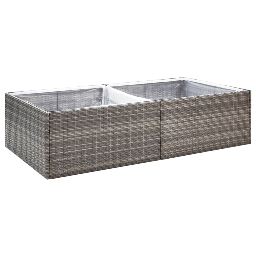 Garden Planter Grey Poly Rattan - 220×19×103.5cm