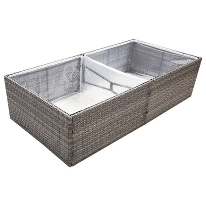 Garden Planter Grey Poly Rattan - 220×19×103.5cm