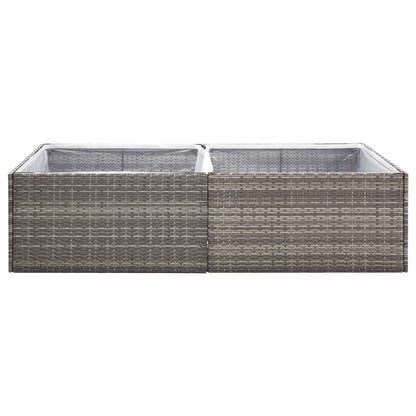 Garden Planter Grey Poly Rattan - 220×19×103.5cm