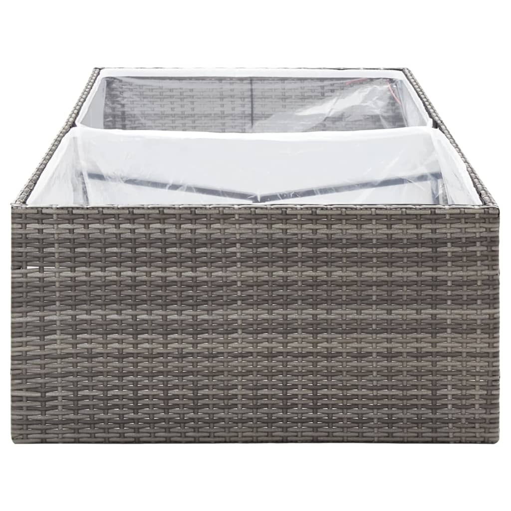 Garden Planter Grey Poly Rattan - 220×19×103.5cm