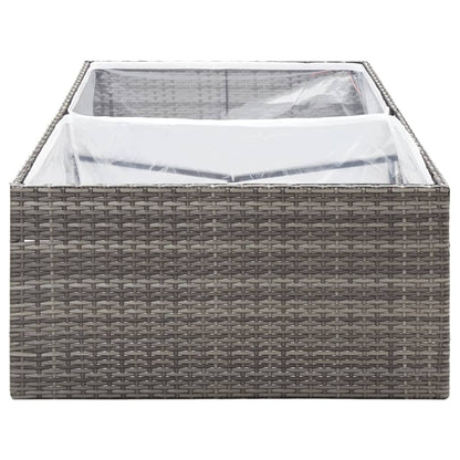 Garden Planter Grey Poly Rattan - 220×19×103.5cm