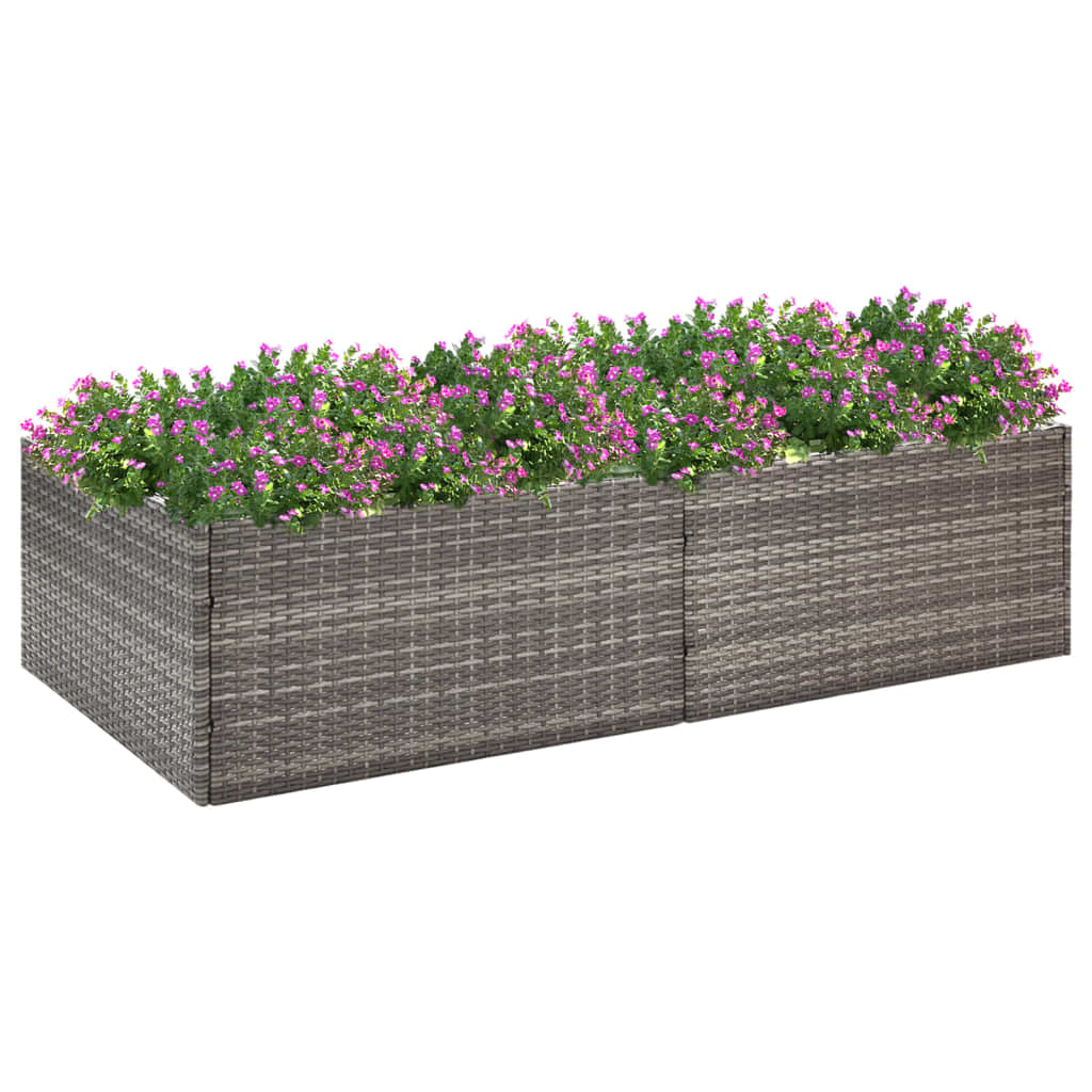 Garden Planter Grey Poly Rattan - 220×19×103.5cm