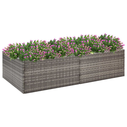 Garden Planter Grey Poly Rattan - 220×19×103.5cm