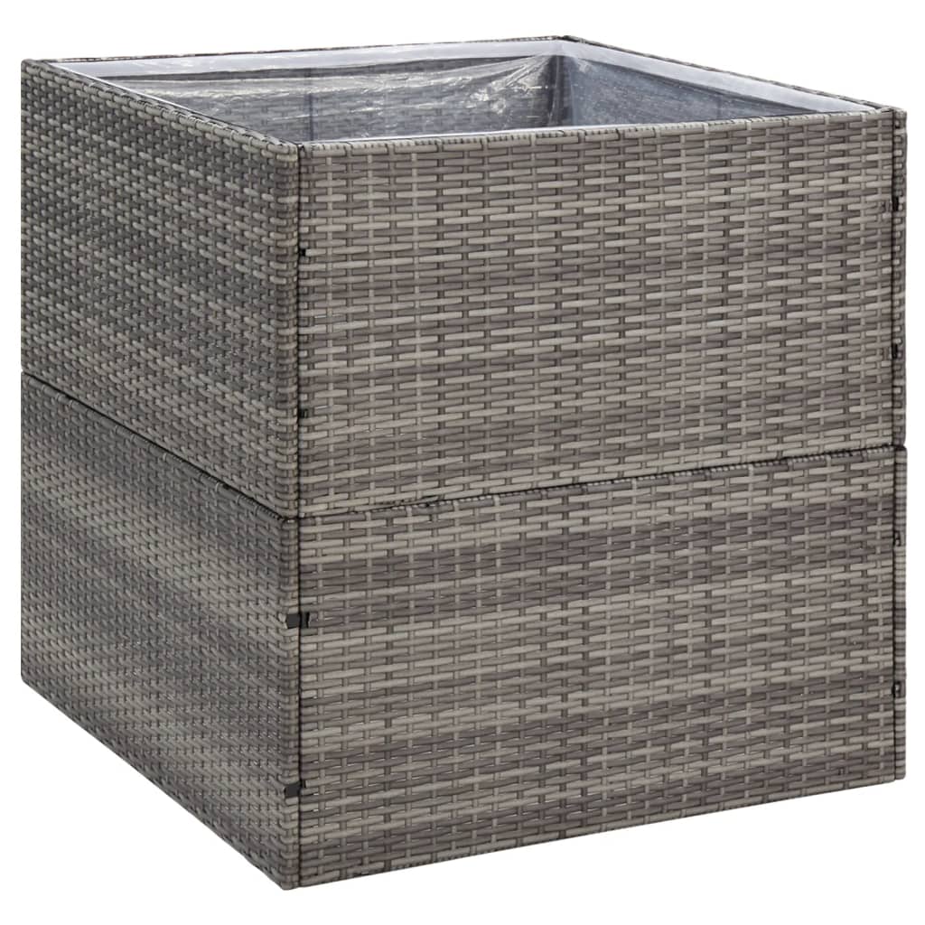 Garden Planter Grey Poly Rattan - Black