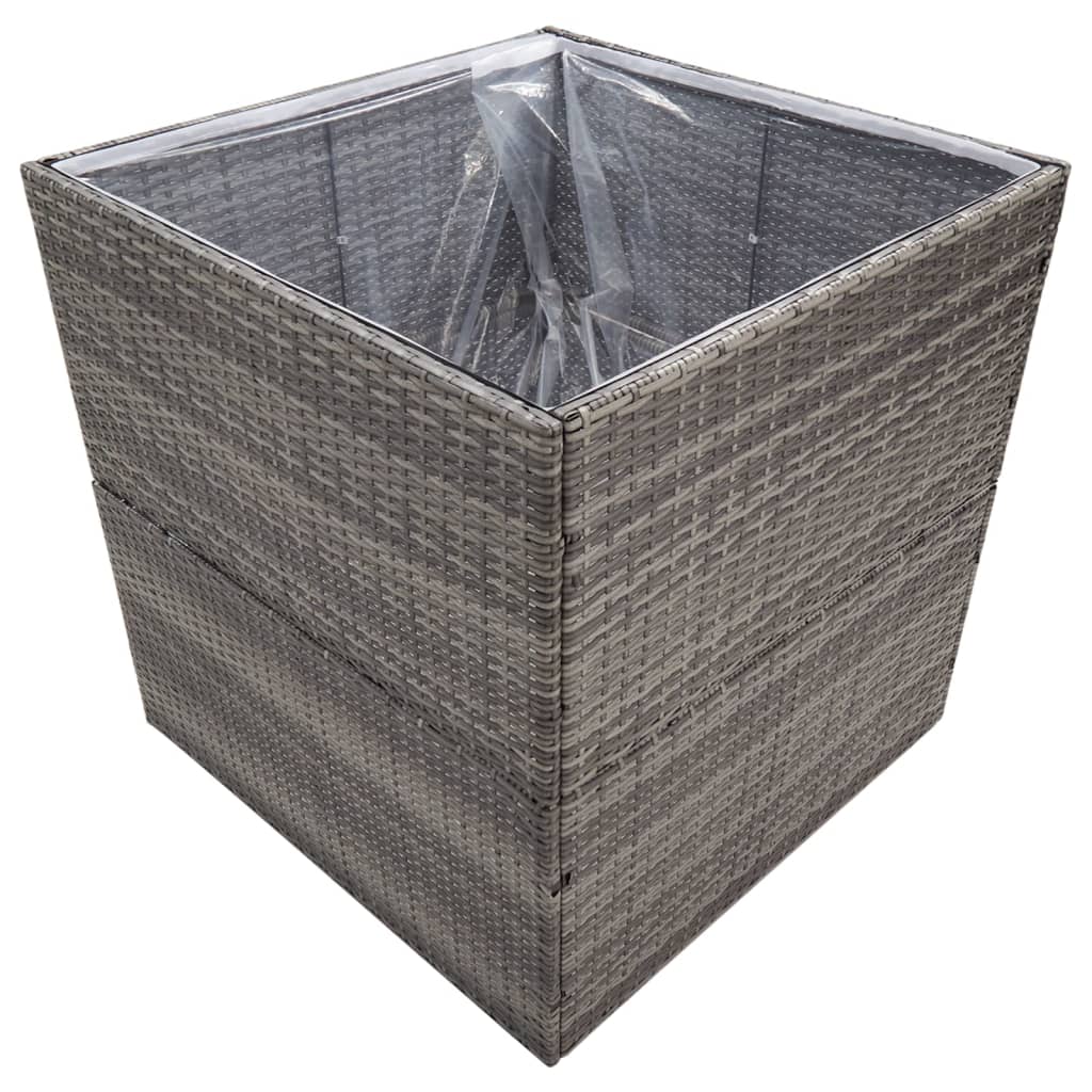 Garden Planter Grey Poly Rattan - Black