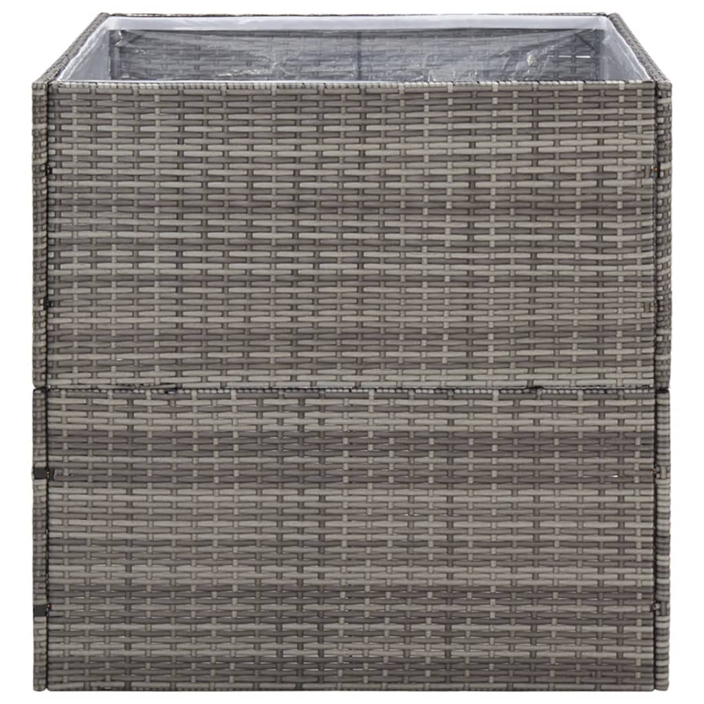 Garden Planter Grey Poly Rattan - Black
