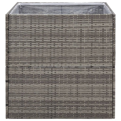 Garden Planter Grey Poly Rattan - Black