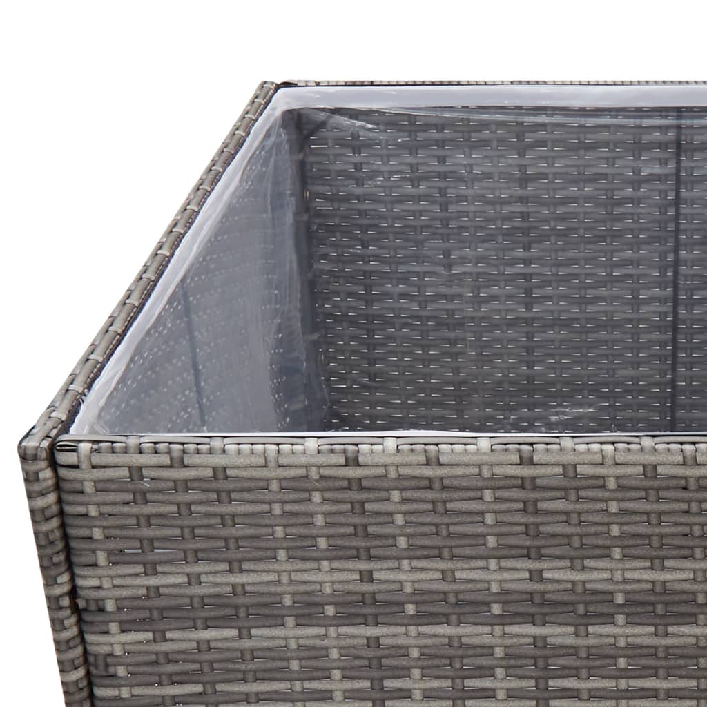 Garden Planter Grey Poly Rattan - Black