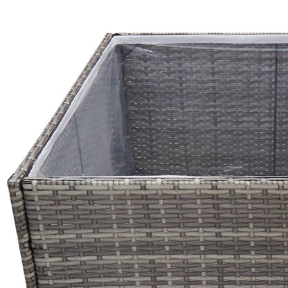 Garden Planter Grey Poly Rattan - Black