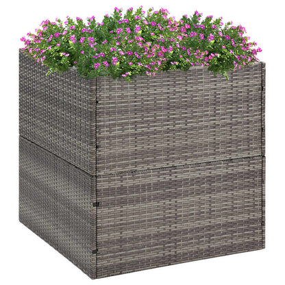Garden Planter Grey Poly Rattan - Black