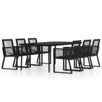 7 Piece Garden Dining Set Black