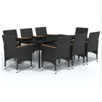 Chic Fresco Dining: 9-Piece Garden Dining Set in Stylish Black with Cushions