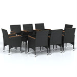 Elegant Fresco Dining: 9-Piece Garden Dining Set in Stylish Black with Cushions