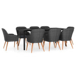 Elegant Fresco Dining: 9 Piece Garden Dining Set in Stylish Black with Cushions