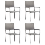 Garden Dining Chairs 4 pcs Stackable Grey Poly Rattan