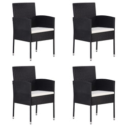 Garden Chairs with Cream White Cushions 4 pcs Black