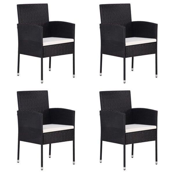  Garden Chairs with Cream White Cushions 4 pcs Black