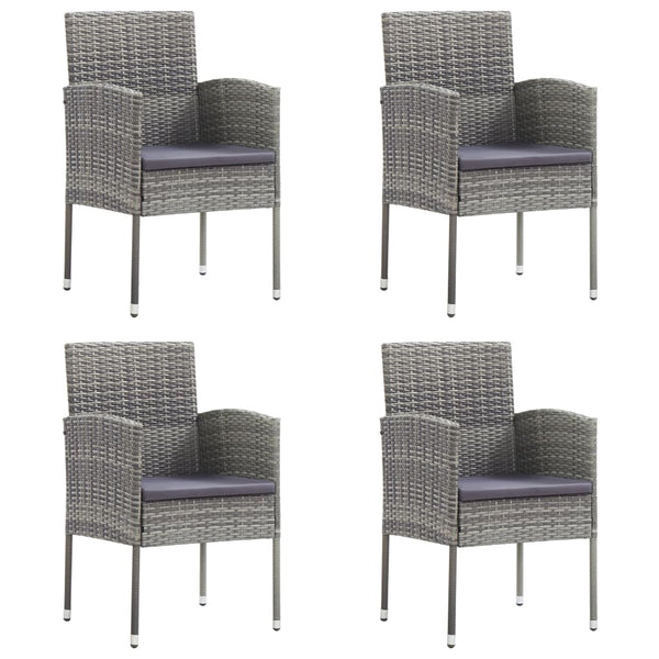  Garden Chairs with Dark Grey Cushions 4 pcs Grey