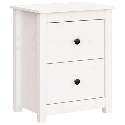 Bedside Cabinet White Solid Wood Pine - 50×35×61.5cm