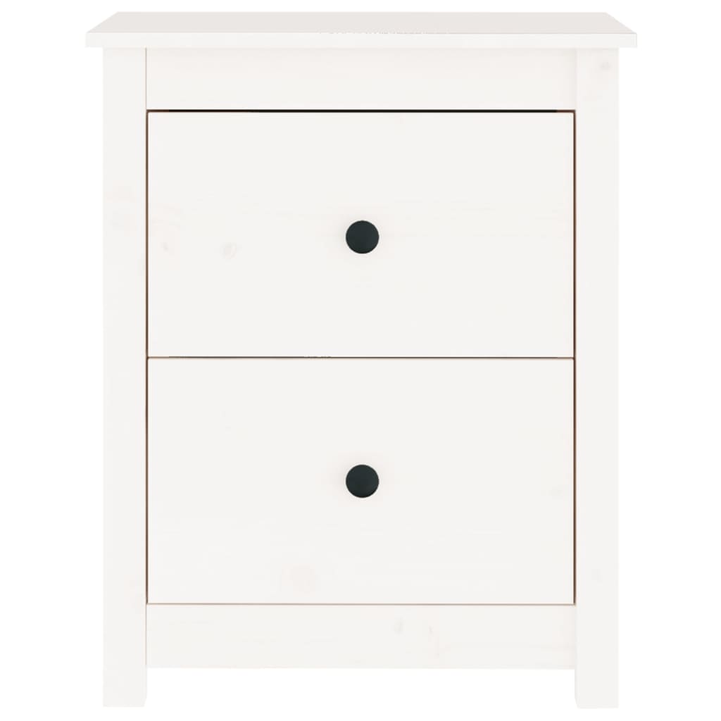 Bedside Cabinet White Solid Wood Pine - 50×35×61.5cm