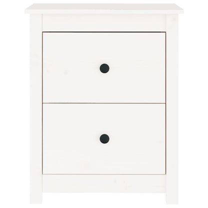 Bedside Cabinet White Solid Wood Pine - 50×35×61.5cm