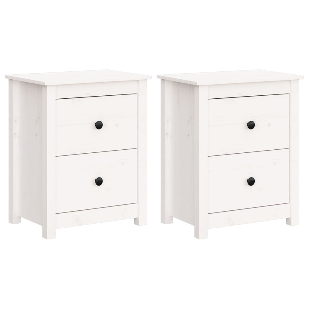 Bedside Cabinets White Solid Wood Pine