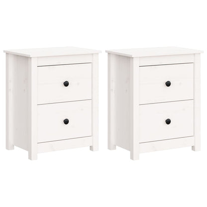 Bedside Cabinets White Solid Wood Pine