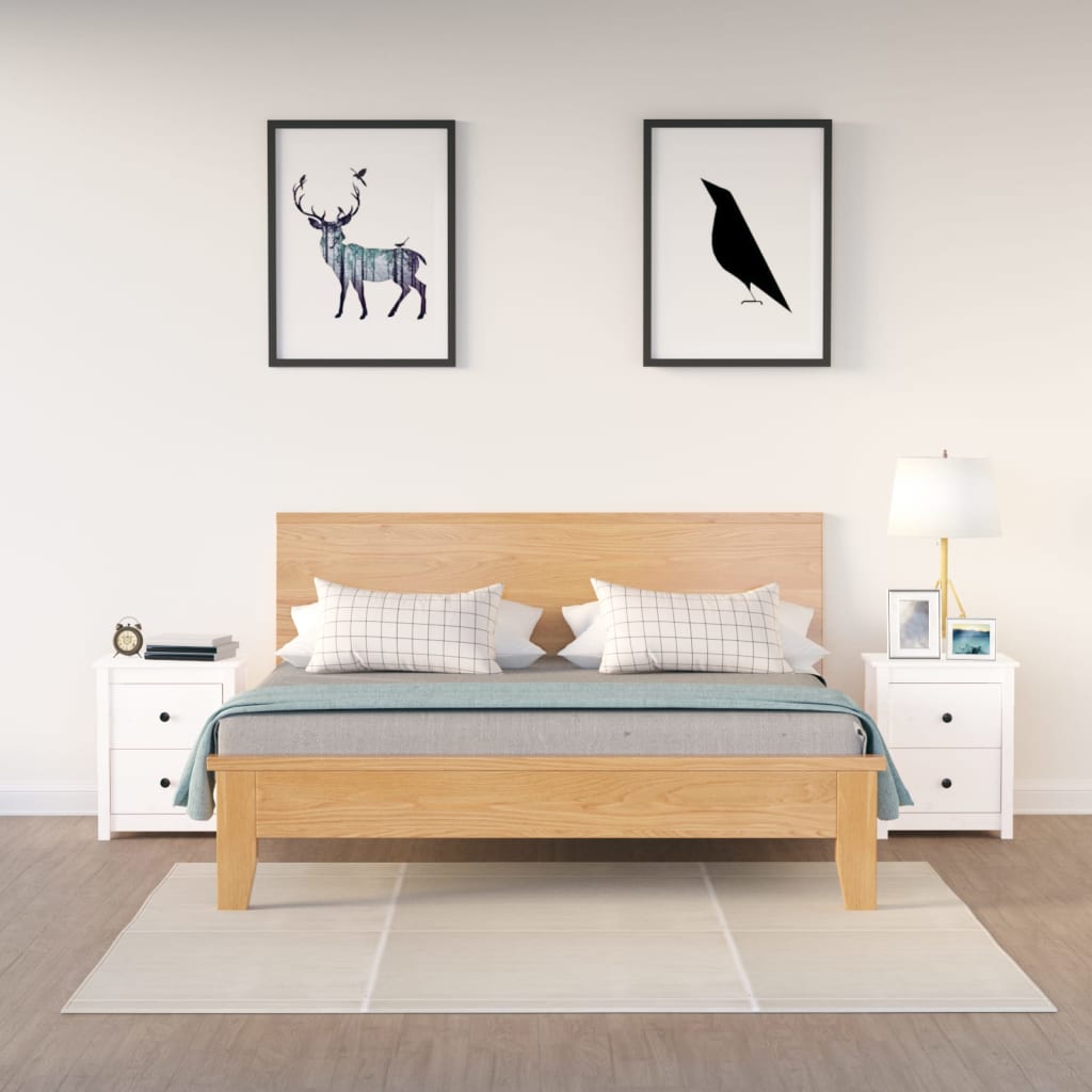 Bedside Cabinets White Solid Wood Pine