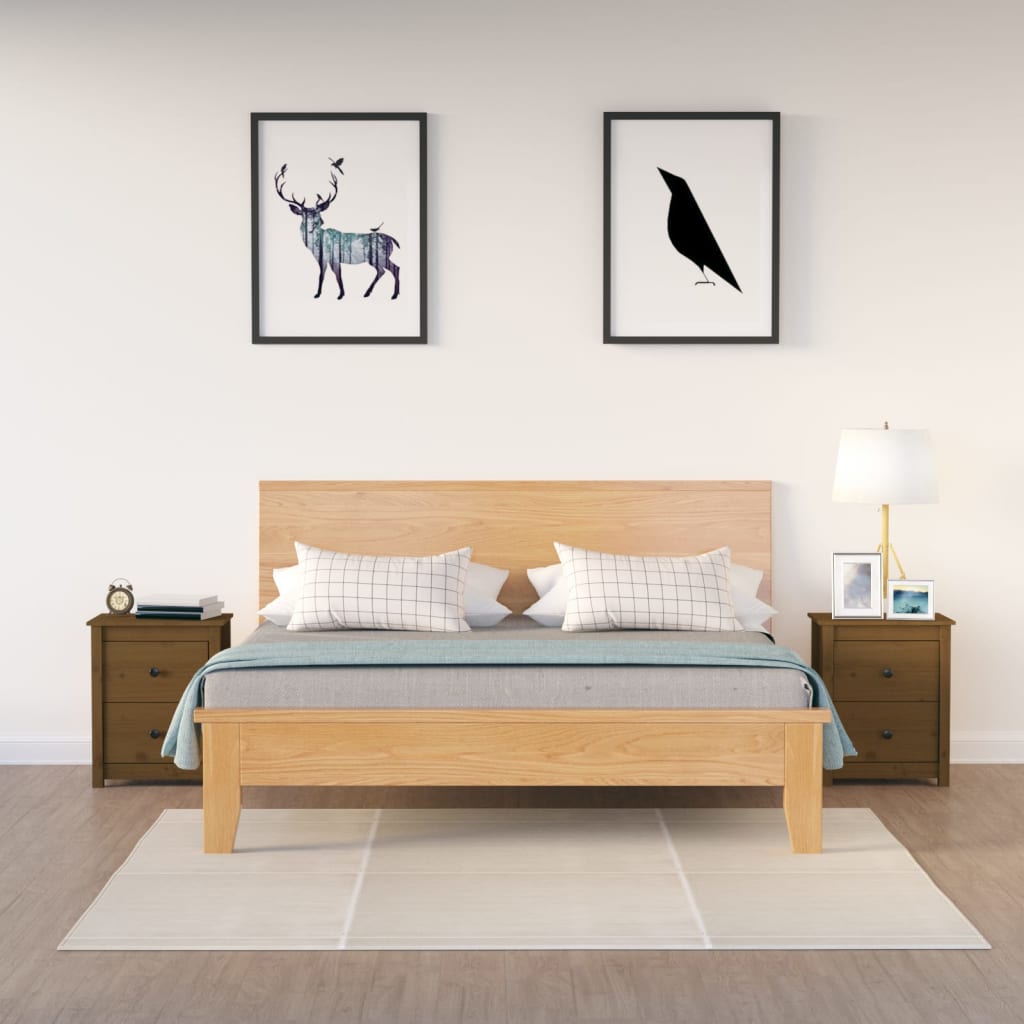 Bedside Cabinets 2 pcs Honey Brown Solid Wood