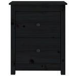 Bedside Cabinet Black - Solid Wood Pine